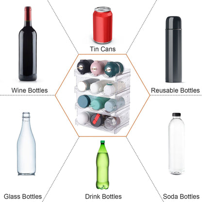 Rynx | 4-layer bottle storage 12 bottles transparent stackable Organizer holder shelf