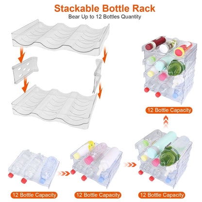 Rynx | 4-layer bottle storage 12 bottles transparent stackable Organizer holder shelf