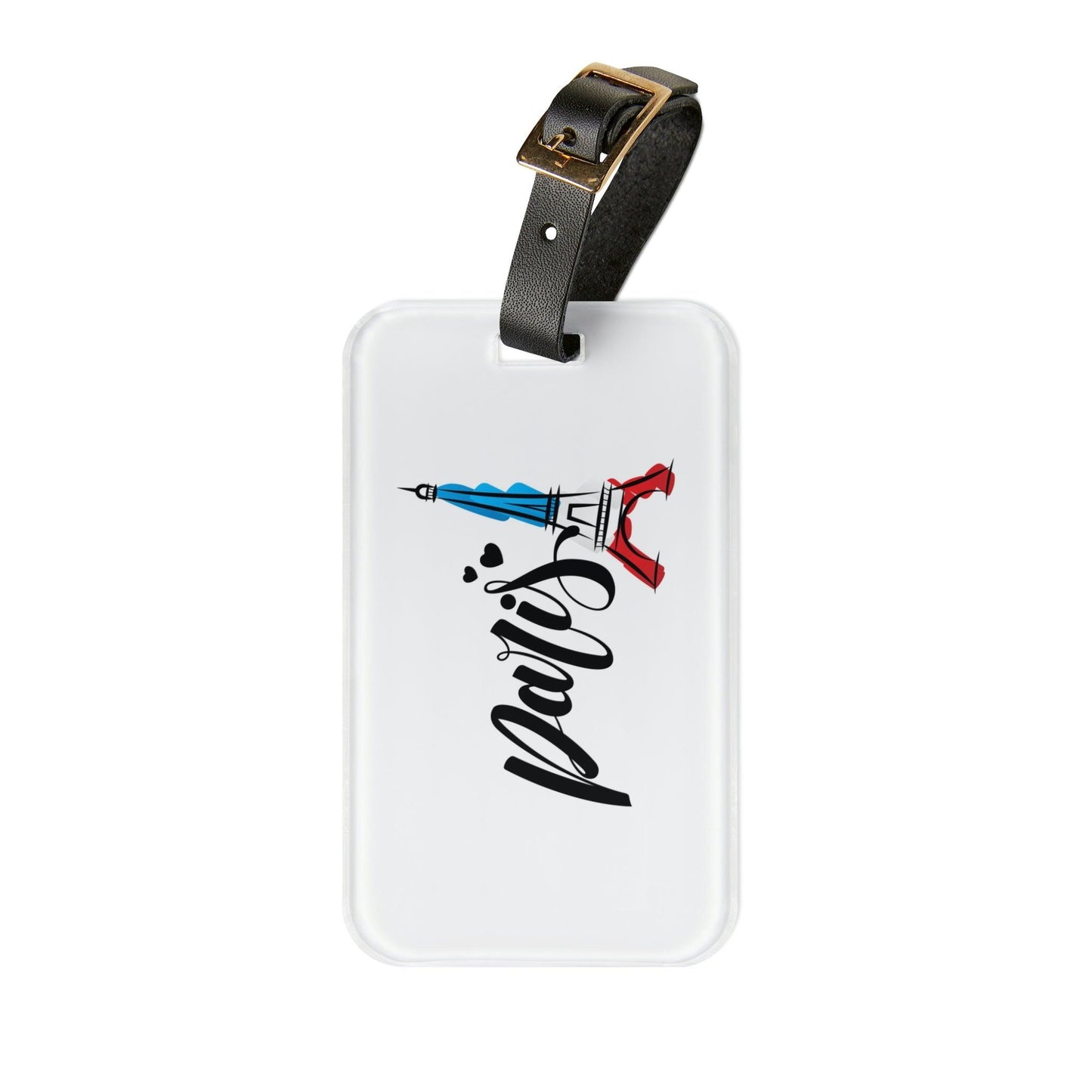 Rynx | Elegant Parisian Travel: Individual Acrylic Luggage Tag with Leather Strap