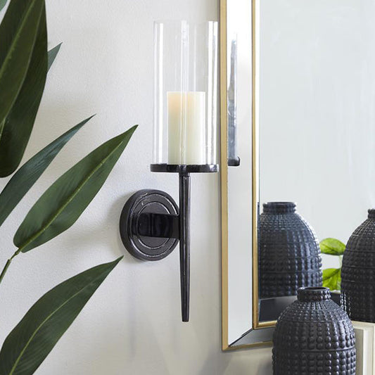 Rynx | Black Metal Hurricane Wall Candle Holder