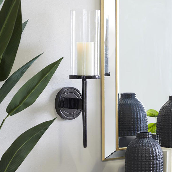 Rynx | Black Metal Hurricane Wall Candle Holder