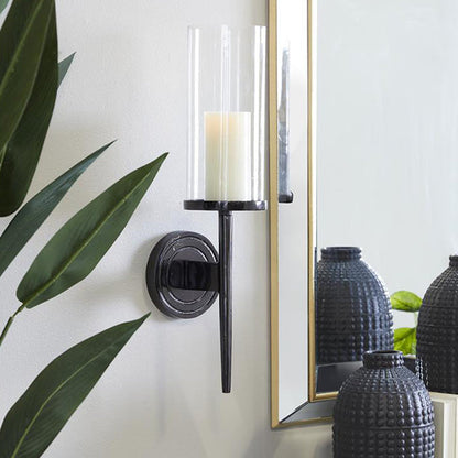 Rynx | Black Metal Hurricane Wall Candle Holder