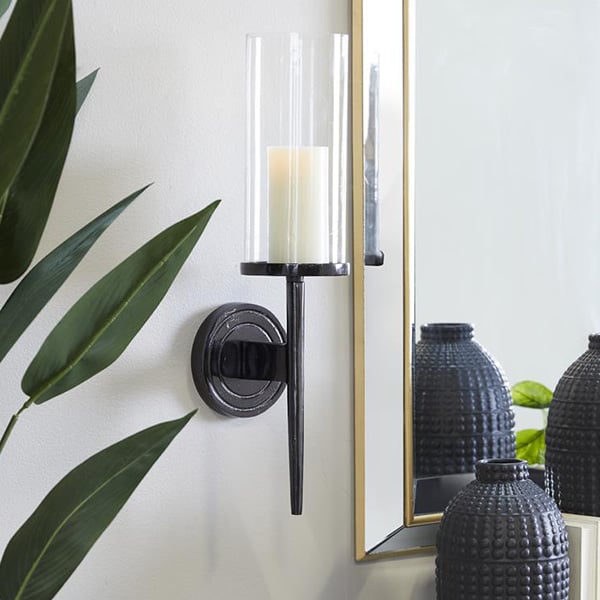 Rynx | Black Metal Hurricane Wall Candle Holder