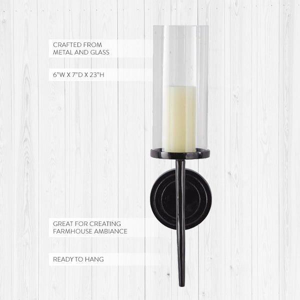 Rynx | Black Metal Hurricane Wall Candle Holder