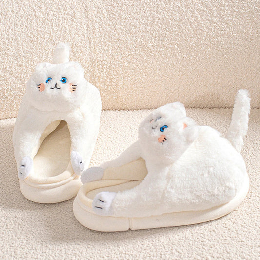Rynx | Funny Cat Plush Slippers for Women Bedroom Fuzzy Slippers to Slip On Slippers for Women Indoor Loaf Bread Slippers for Women