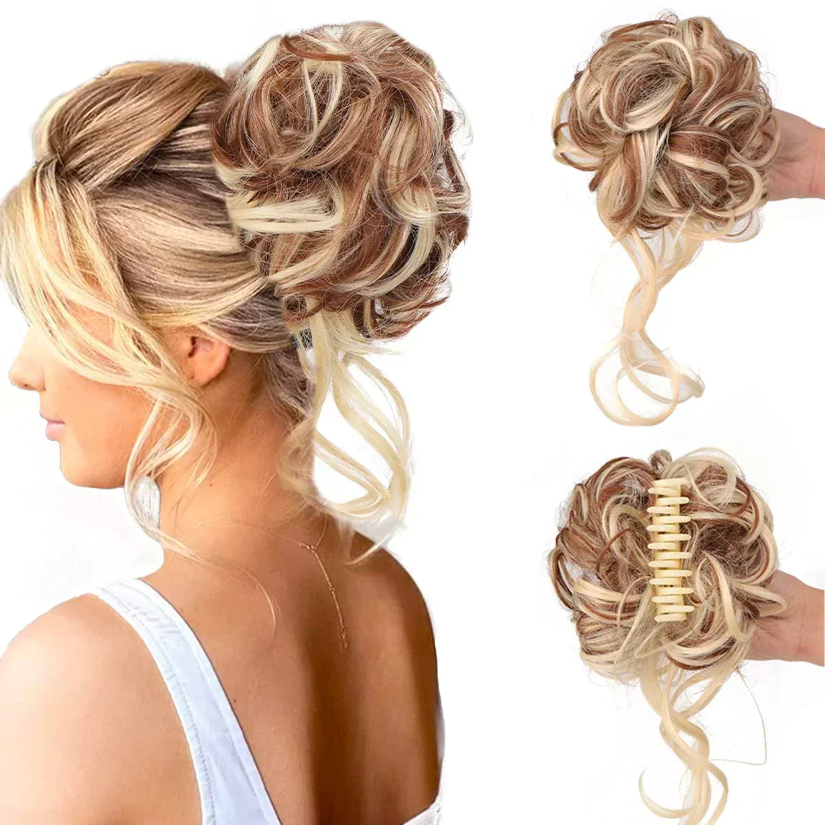 RYNX | Curlybun: Instant Curled Bun Hair Clip strawberry honey blonde