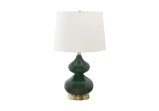 Rynx | Monarch Specialties 9768, Green Cream, Modern Lighting Table Lamp Glass Ivory Shade, 14" L X 14" W X 24" H