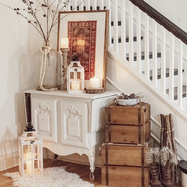 Rynx | Worn white washed window frame lanterns, set of 2