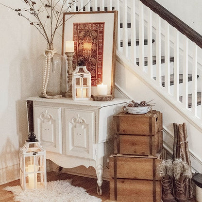 Rynx | Worn white washed window frame lanterns, set of 2