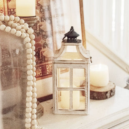 Rynx | Worn white washed window frame lanterns, set of 2