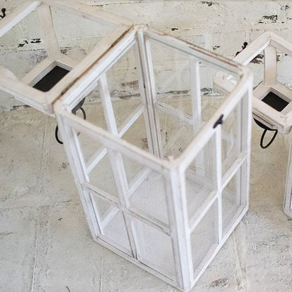 Rynx | Worn white washed window frame lanterns, set of 2