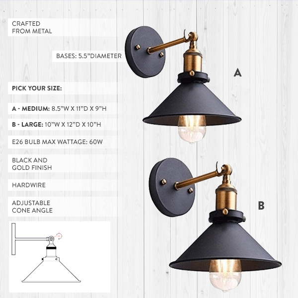 Rynx | Pivoting European wall lamp, Choose your size