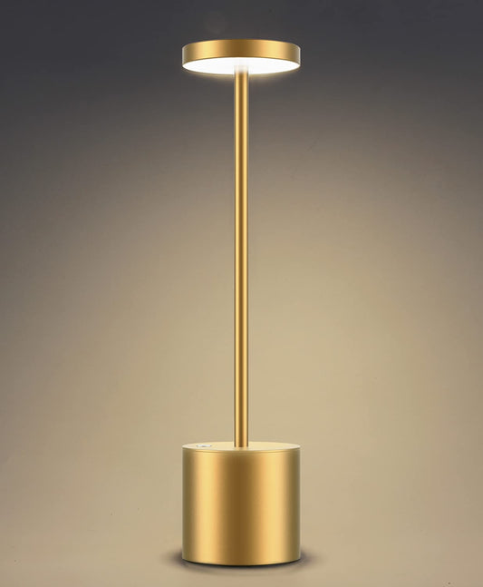Rynx | Yiben Wireless LED Table Lamp, 6000Mah USB Rechargeable, 3 Brightness Levels, Gold