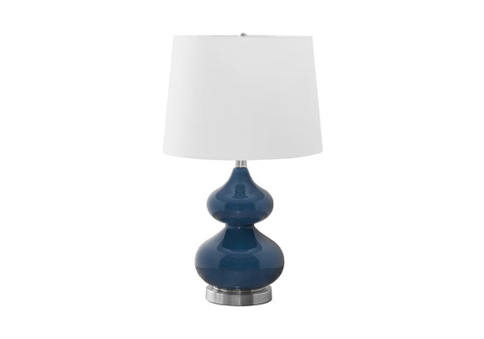 Rynx | Monarch Specialties 9767, Blue Cream, Modern Lighting Table Lamp Glass Ivory Shade, 14" L X 14" W X 24" H