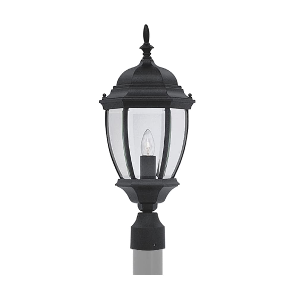 Rynx | Designers Fountain Tiverton 1-Light Outdoor Post Lantern Light, Black, Clear Glass Shade