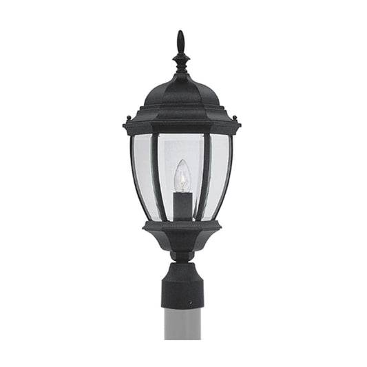 Rynx | Designers Fountain Tiverton 1-Light Outdoor Post Lantern Light, Black, Clear Glass Shade