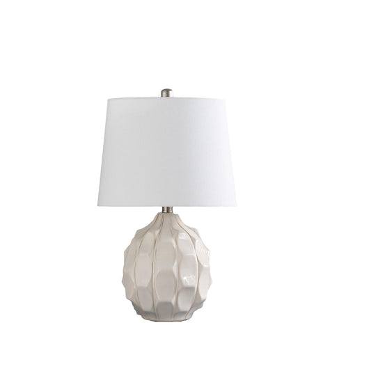 Rynx | Ore International 21.75" I Coastal Cream/Taupe Trim Cascading Scalloped Ceramic Table Lamp