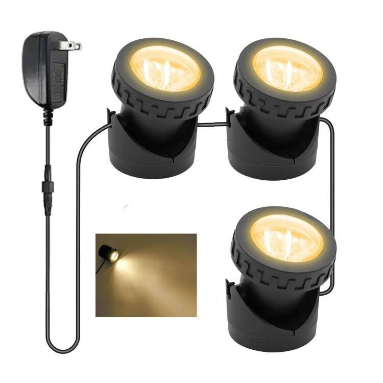 Rynx | Tensul Warm White Female Light, Underwater Landscape Spotlights, Ip68 Waterproof Submersible Fountain Lights For Garden Pond Fountain Waterfall (3 Lights)