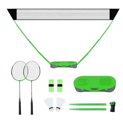 Rynx | Portable Badminton Net Set with Storage Base, Folding Volleyball Badminton Net with 2 Badminton Rackets 2 Shuttlecocks 10x5 ft Net, Easy Setup