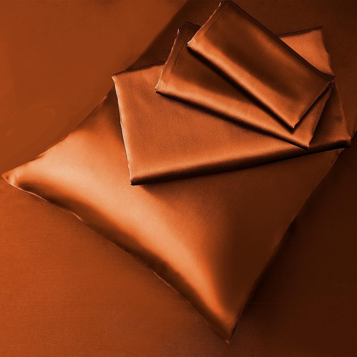 Rynx | Soft Silk Satin Sheet Set, Luxury Bedding Set (1 Satin Fitted Sheet with Elastic, 1 Satin Flat Sheet, 2 Satin Pillowcases (Twin/1 Pillowcase)