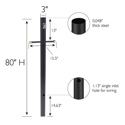 Rynx | Design House 579714 80-inch black outdoor lamp post with socket for driveways and verandas