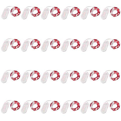 Rynx | Ninite Light Sources 24 Pack Red Battery-Operated Fairy Lights, 6.6Ft, 20 LEDs For DIY Events