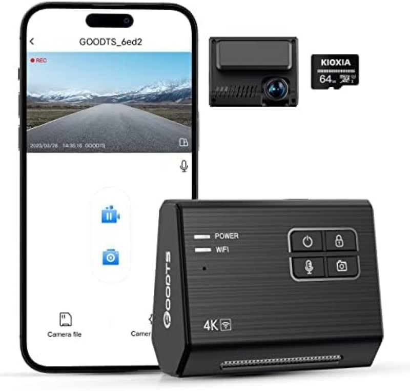 Rynx | 4K Dash Cam 2160P, WiFi with dedicated car charger, free 64GB SD card