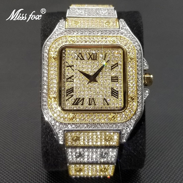RYNX | Missfox Ice Out Square Watch For Men