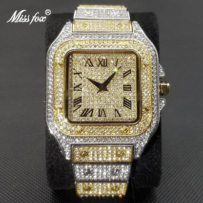RYNX | Missfox Ice Out Square Watch For Men
