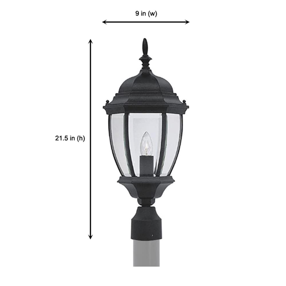 Rynx | Designers Fountain Tiverton 1-Light Outdoor Post Lantern Light, Black, Clear Glass Shade