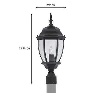 Rynx | Designers Fountain Tiverton 1-Light Outdoor Post Lantern Light, Black, Clear Glass Shade