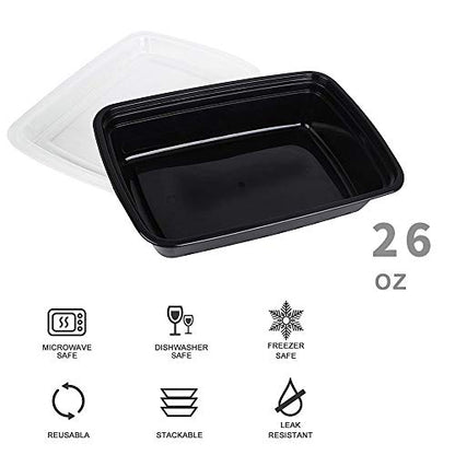 Rynx | 50 Piece: Meal Prep Reusable Containers - BPA-Free - Bento Insulated Lunch Boxes