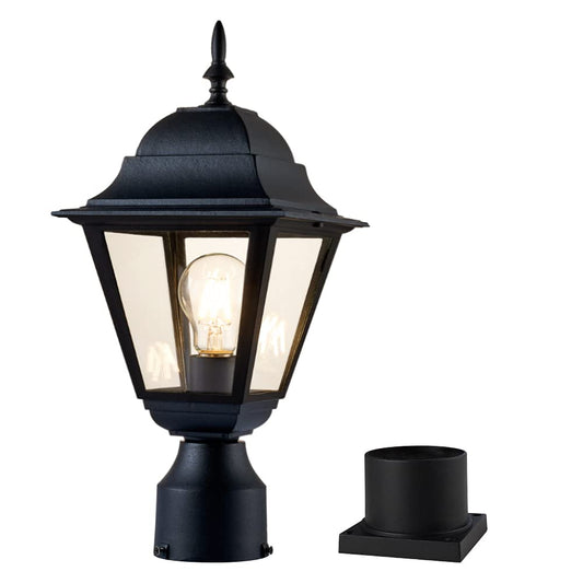 Rynx | Windben Matt Black Outdoor Post Light Fixture, Aluminum Lantern For Gardens, Yards, And Entrances