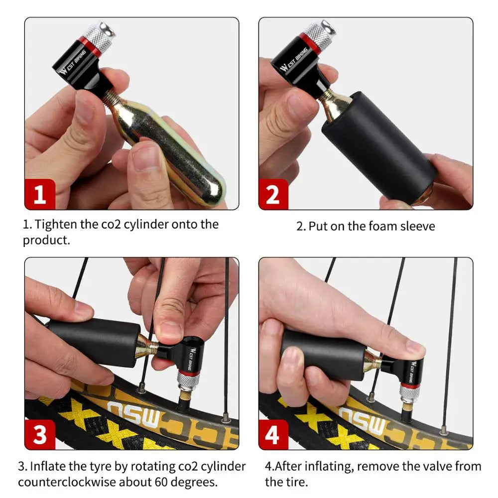 Rynx | Portable CO2 inflator Mini bicycle pump for Presta and Schrader valves