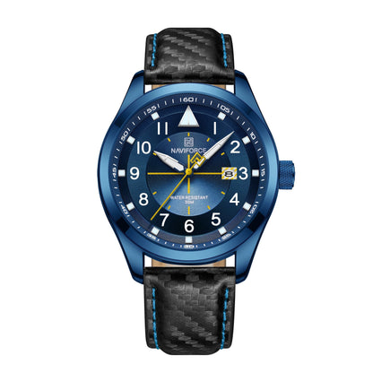 Rynx | Dial Leather Needle Buckle Alloy Weekly Calendar Glass