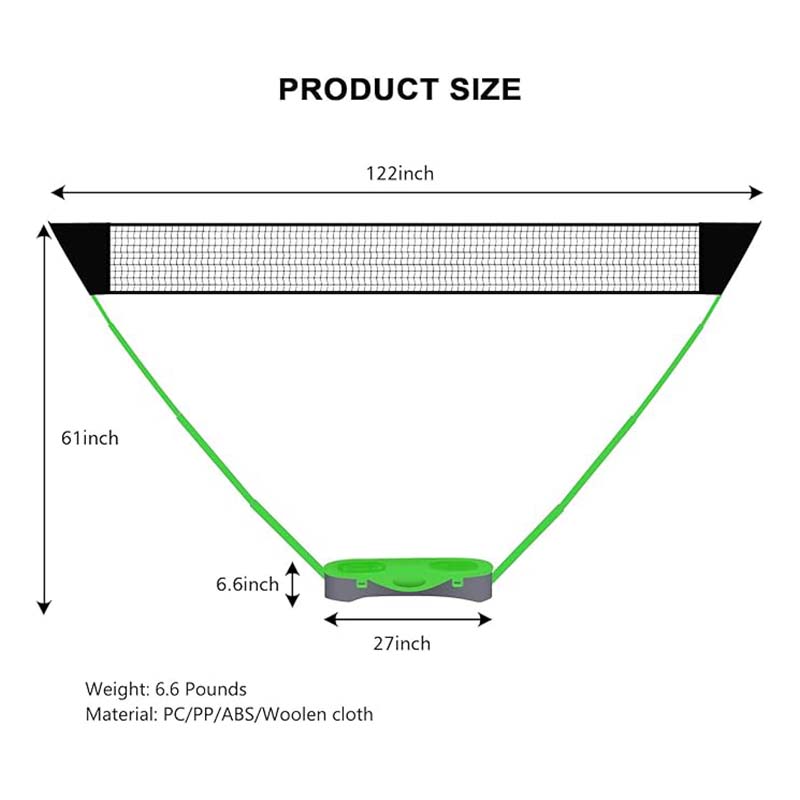 Rynx | Portable Badminton Net Set with Storage Base, Folding Volleyball Badminton Net with 2 Badminton Rackets 2 Shuttlecocks 10x5 ft Net, Easy Setup
