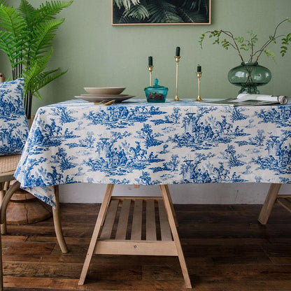 Rynx | Blue White Painted Tablecloth