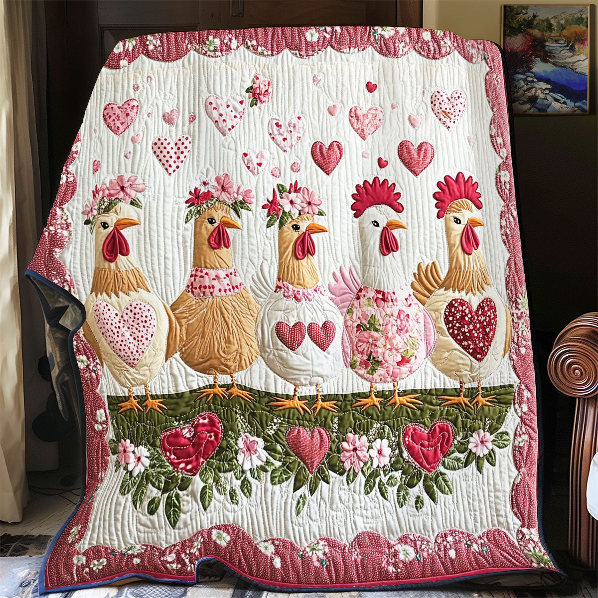 Rynx | Heart Chicken Quilted Blanket