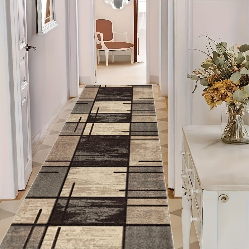 Rynx | Geometric Absorbent Non-Slip Rugs – Stain-Resistant, Waterproof Long Strip Floor Mat, Nordic Corridor Carpet, Anti-Skid Foyer and Hallway Rug, Modern Home Decor