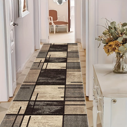 Rynx | Geometric Absorbent Non-Slip Rugs – Stain-Resistant, Waterproof Long Strip Floor Mat, Nordic Corridor Carpet, Anti-Skid Foyer and Hallway Rug, Modern Home Decor