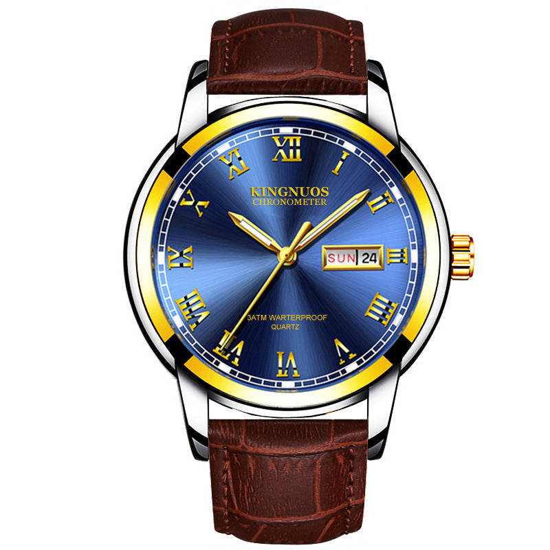 Rynx | Transnational Hot Double Calendar Steel Belt Watch Business Non-mechanical