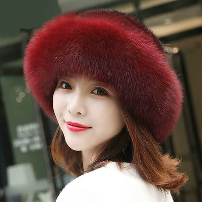 RYNX | Winter Fur Hat For Women Burgundy One Size