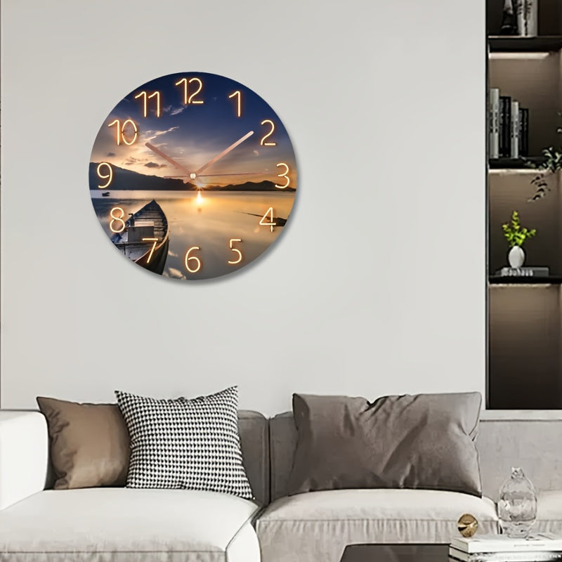 Rynx | 12-Inch Round Silent Wall Clock - Glass, Modern Design
