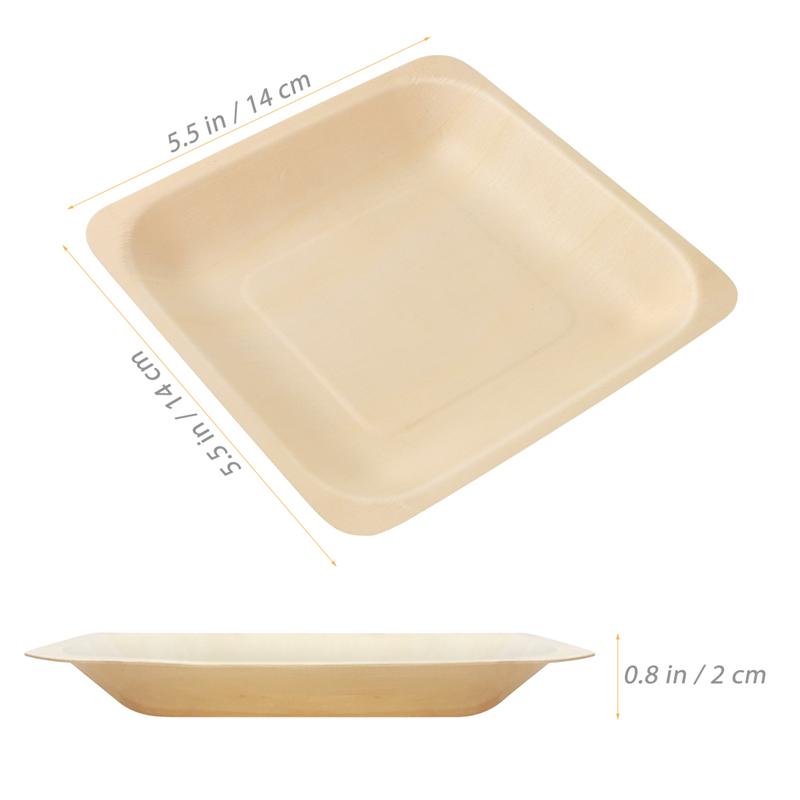 Rynx | Square Disposable Wooden Plates 100 pcs Set