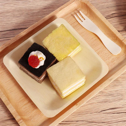 Rynx | Square Disposable Wooden Plates 100 pcs Set