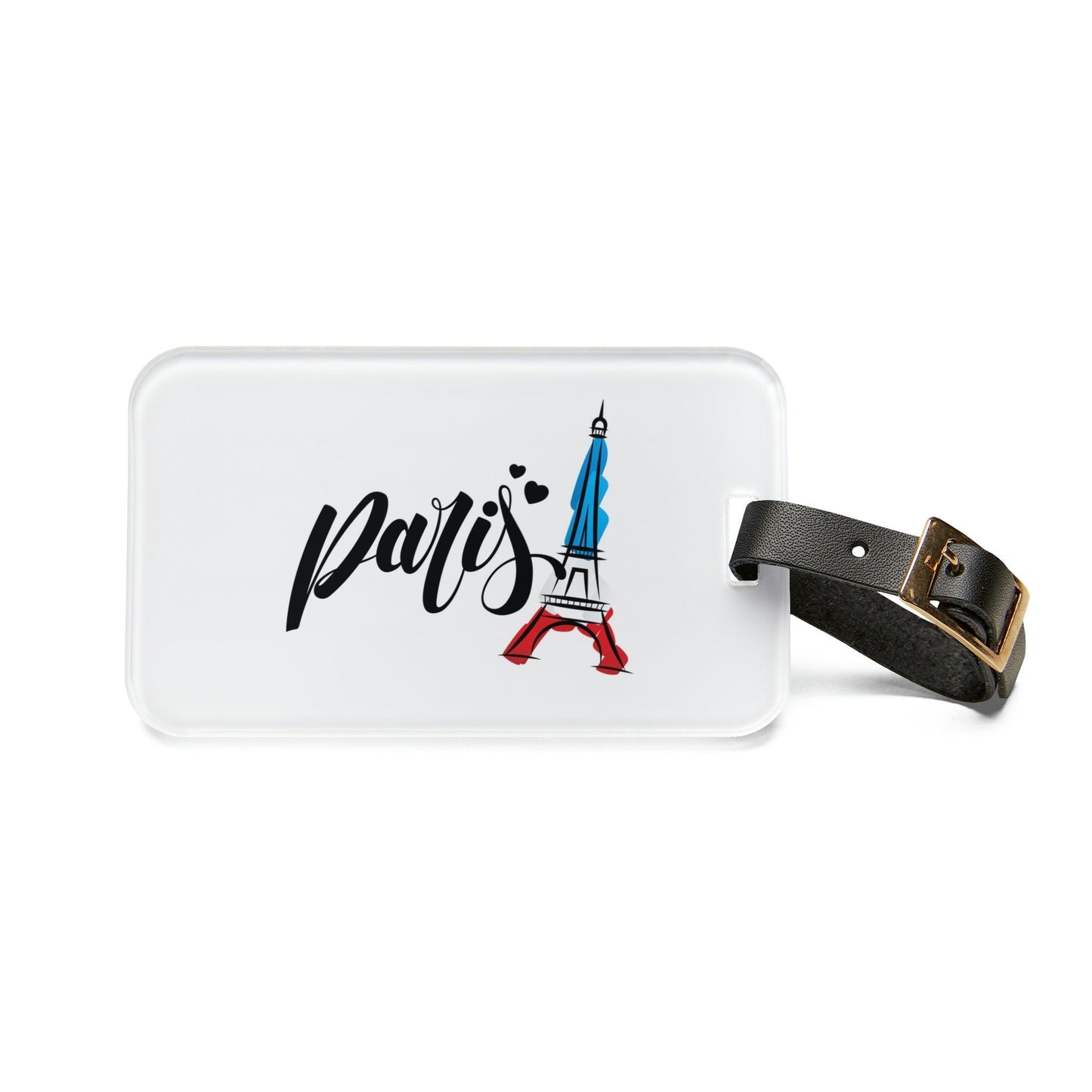 Rynx | Elegant Parisian Travel: Individual Acrylic Luggage Tag with Leather Strap
