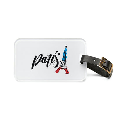 Rynx | Elegant Parisian Travel: Individual Acrylic Luggage Tag with Leather Strap