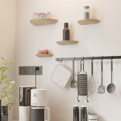 Rynx | WoodArc - Set with 2 Half-Round Wooden Floating Shelves for Wall Decoration and Storage