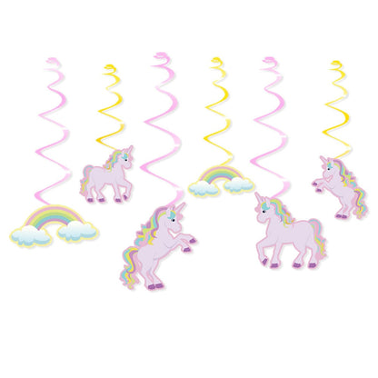 Rynx | Rainbow Unicorn Design Party Ceiling Spirals 6 pcs Set