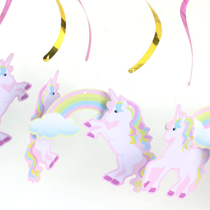 Rynx | Rainbow Unicorn Design Party Ceiling Spirals 6 pcs Set